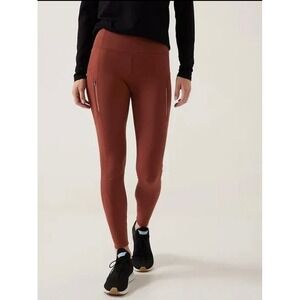 Athleta • 2X Rainier Tight Rust Brown High Waisted Fleece Lined Leggings